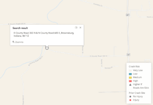 map of White Lick Creek crash location near Brownsburg, Indiana