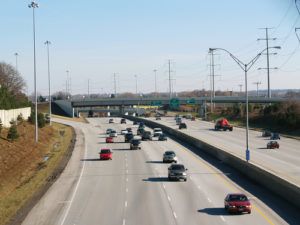 concrete median barrier on interstate
