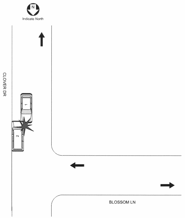 diagram of Evansville, Indiana car accident