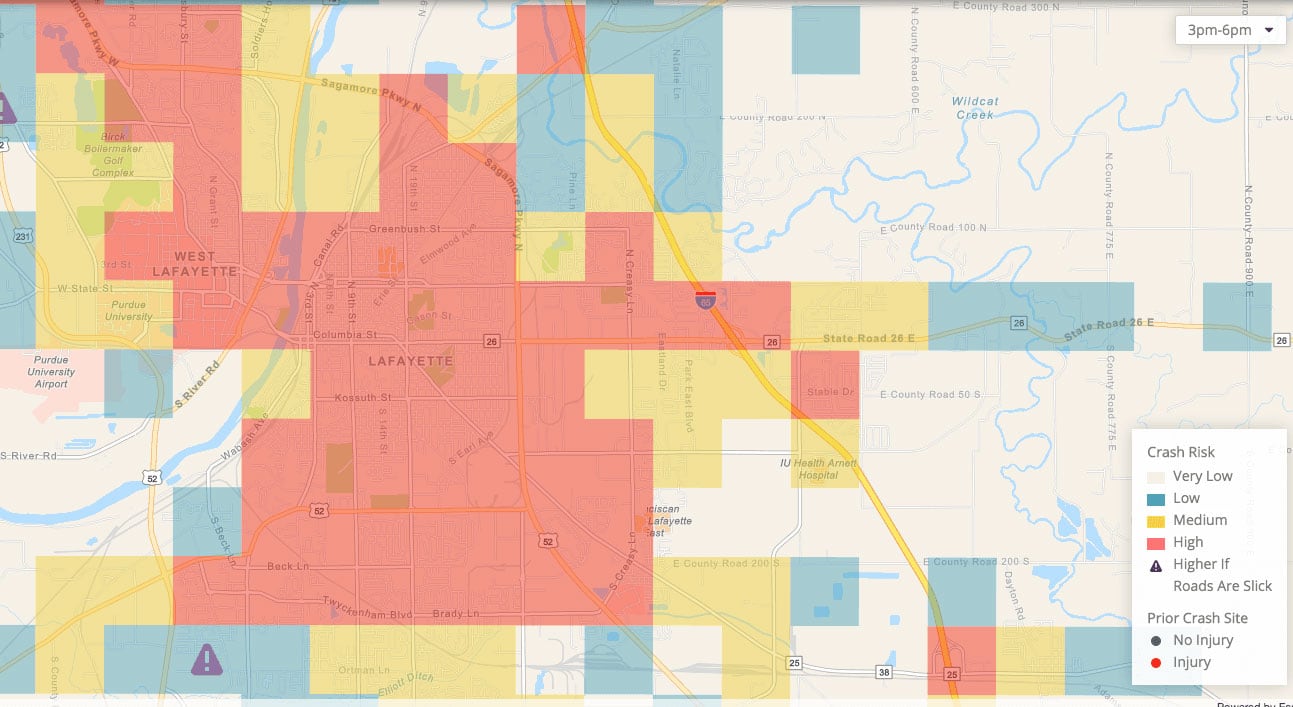 Dangerous roads in Lafayette and West Lafayette