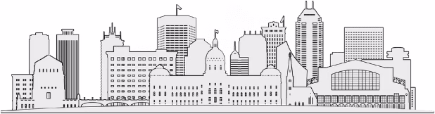 a sketch of Indianapolis' skyline